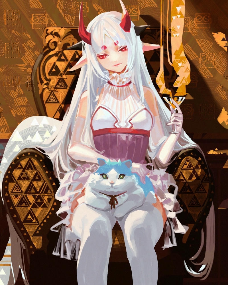 Hình ảnh anime ác quỷ lạnh lùng ngồi trên ngai vàng lớn