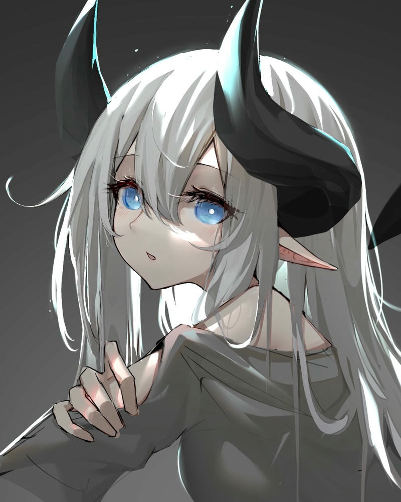 Hình ảnh anime ác quỷ lạnh lùng tóc bạc ăn kẹo mút