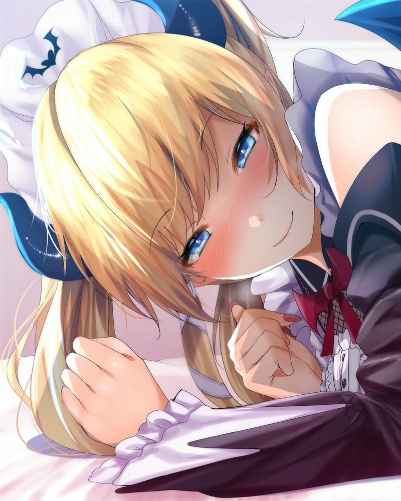 Hình ảnh anime ác quỷ lạnh lùng tóc vàng ăn dưa hấu