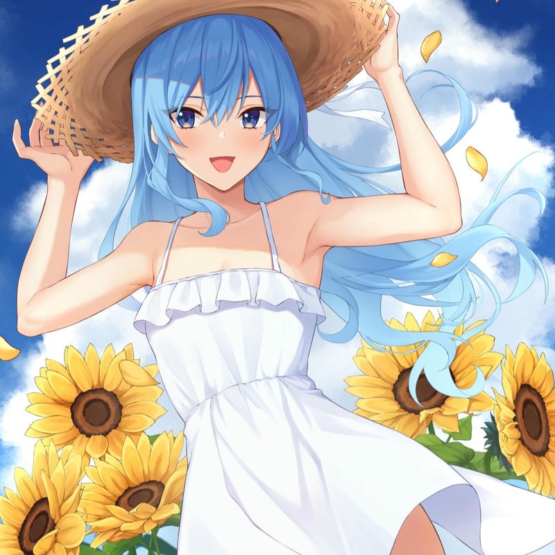 Hình ảnh avatar hoa hướng dương cô gái đội mũ rơm