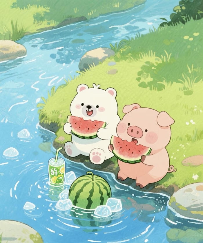 Hình ảnh chibi dưa hấu cute