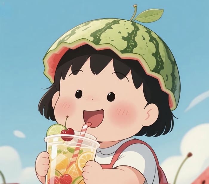 Hình ảnh dưa hấu chibi hoạt hình