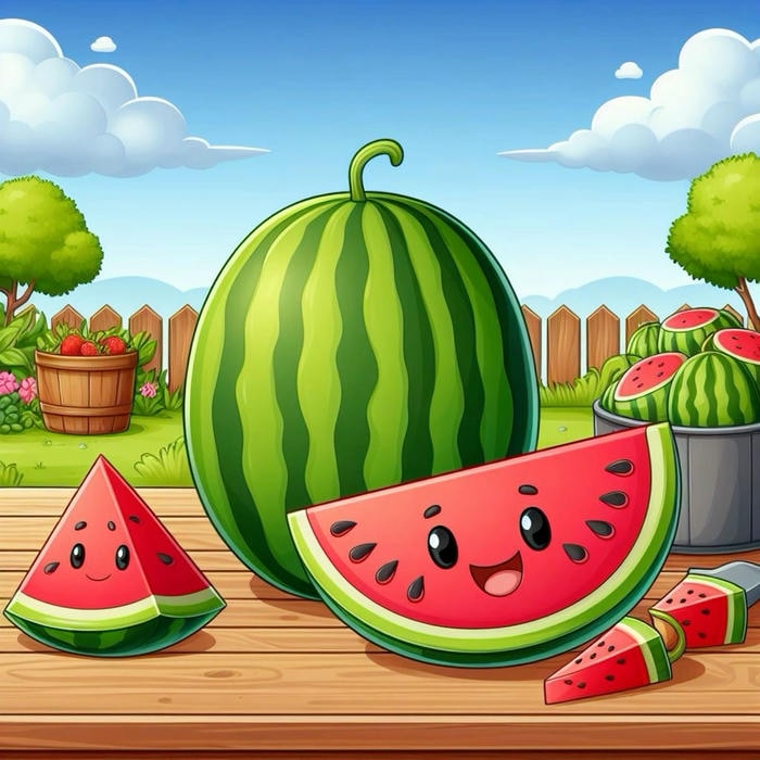 Hình ảnh dưa hấu chibi xinh xắn