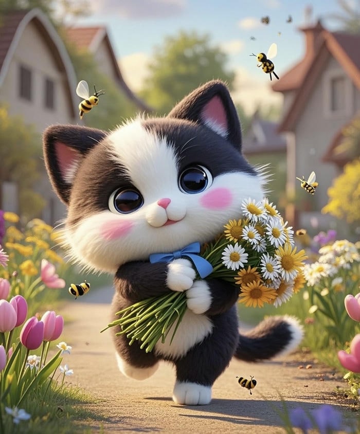 Hình ảnh mèo chibi đẹp rạng rỡ