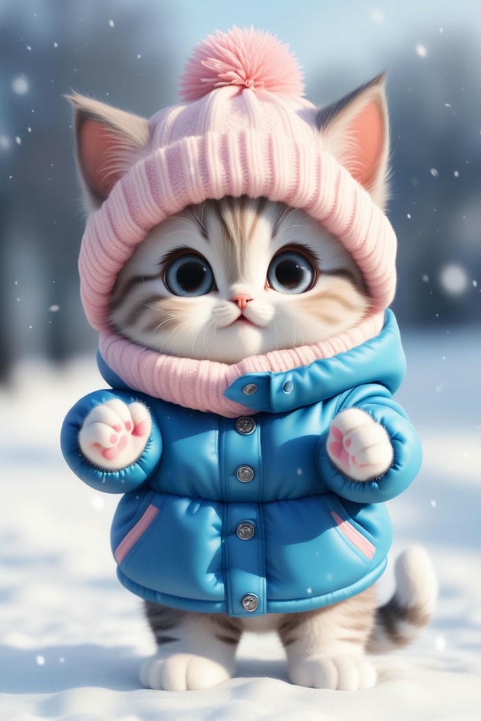 Hình ảnh mèo chibi xinh tinh nghịch