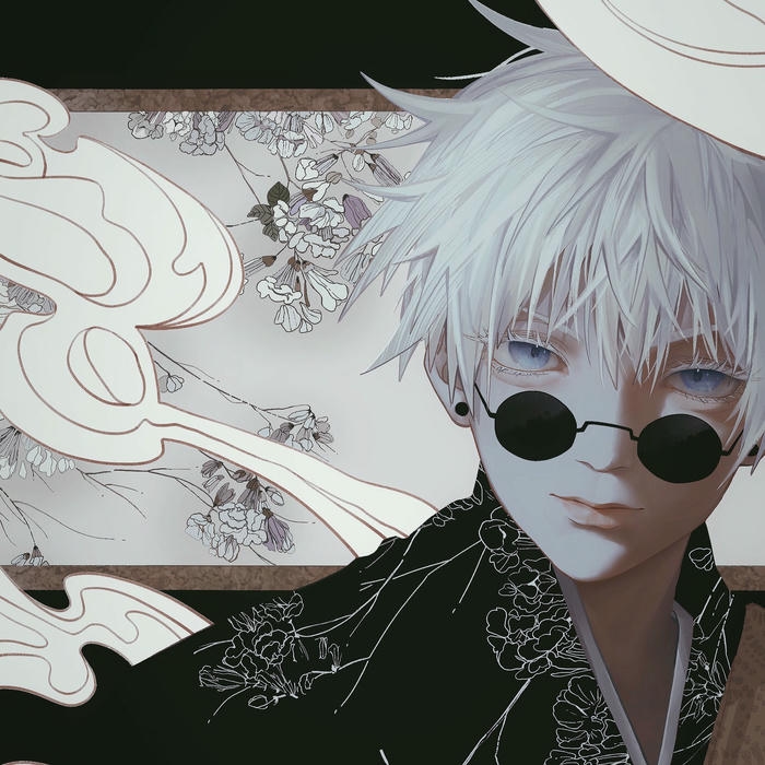 Hình gojo anime hút thuốc bên cửa sổ đầy tâm trạng