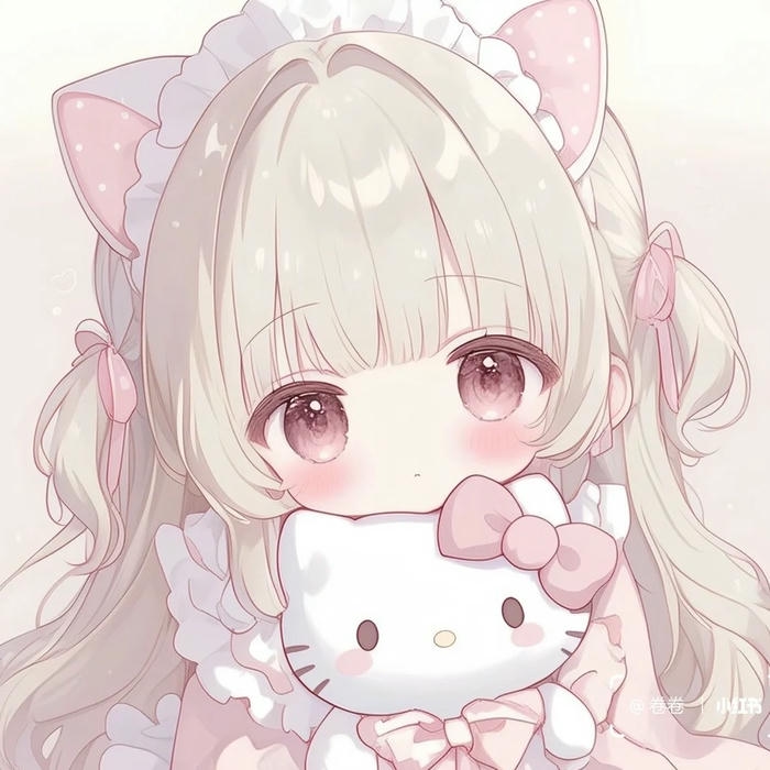 Hình nền kitty dễ thương cô bé anime ôm kitty