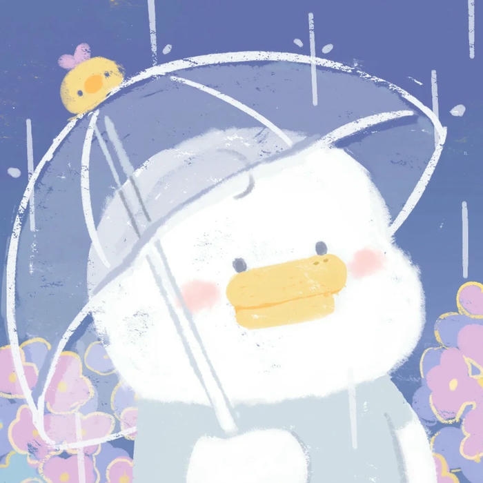 Hình nền vịt con vịt trắng cầm ô nhựa trong