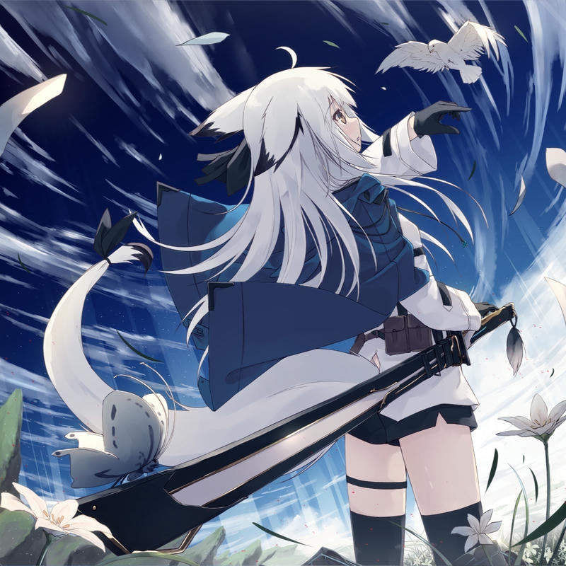 Hồ ly chiến binh cầm kiếm katana dưới ánh trăng xanh