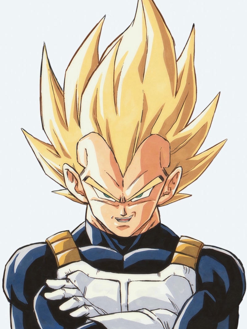 Hoàng tử Saiyan tóc vàng khoanh tay đứng đầy kiêu hãnh