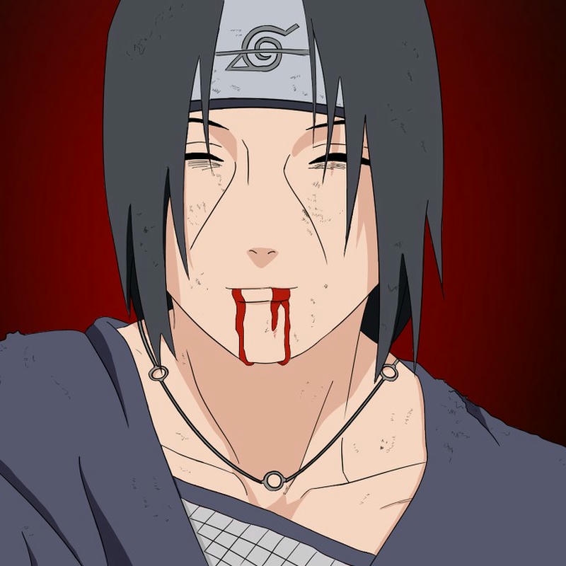 Itachi bị thương chảy máu mắt trông rất đau đớn