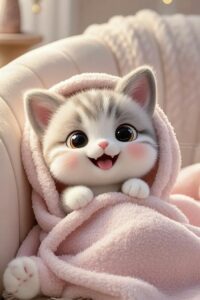 Mèo chibi đẹp nhẹ mắt nhìn