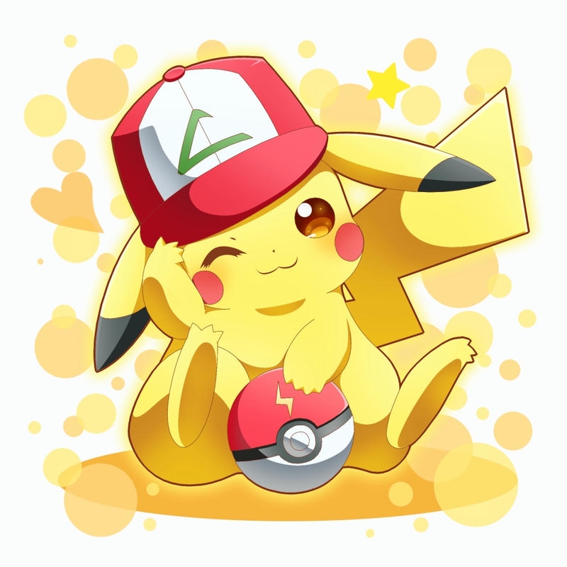 Pikachu đội mũ lưỡi trai đỏ nằm nghỉ ngơi thư giãn