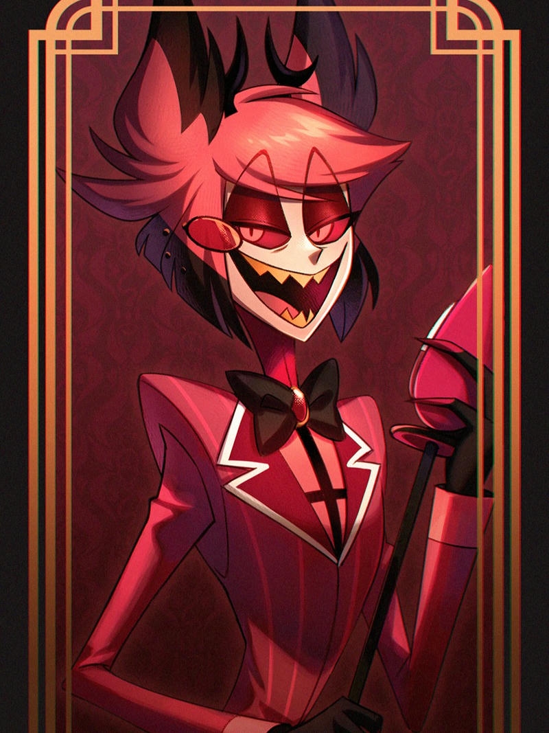 Quỷ đỏ Alastor mặc vest đỏ cười rất nham hiểm