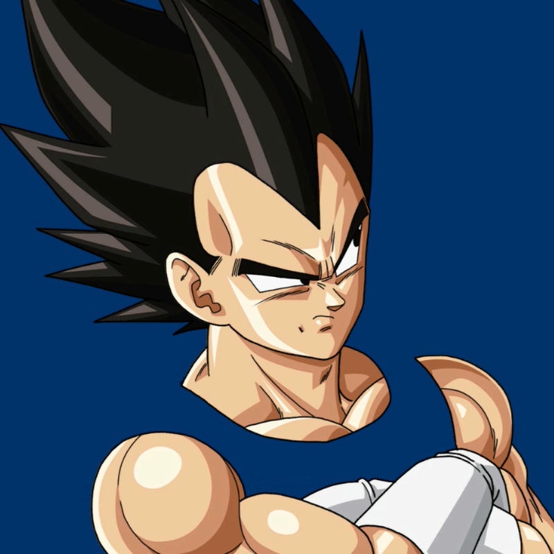 Vegeta tóc đen cười tự mãn đầy vẻ thách thức