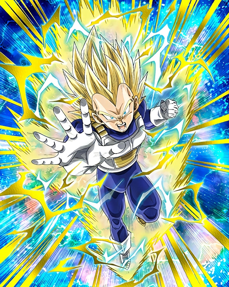 Vegeta tóc vàng bắn chưởng năng lượng từ hai tay