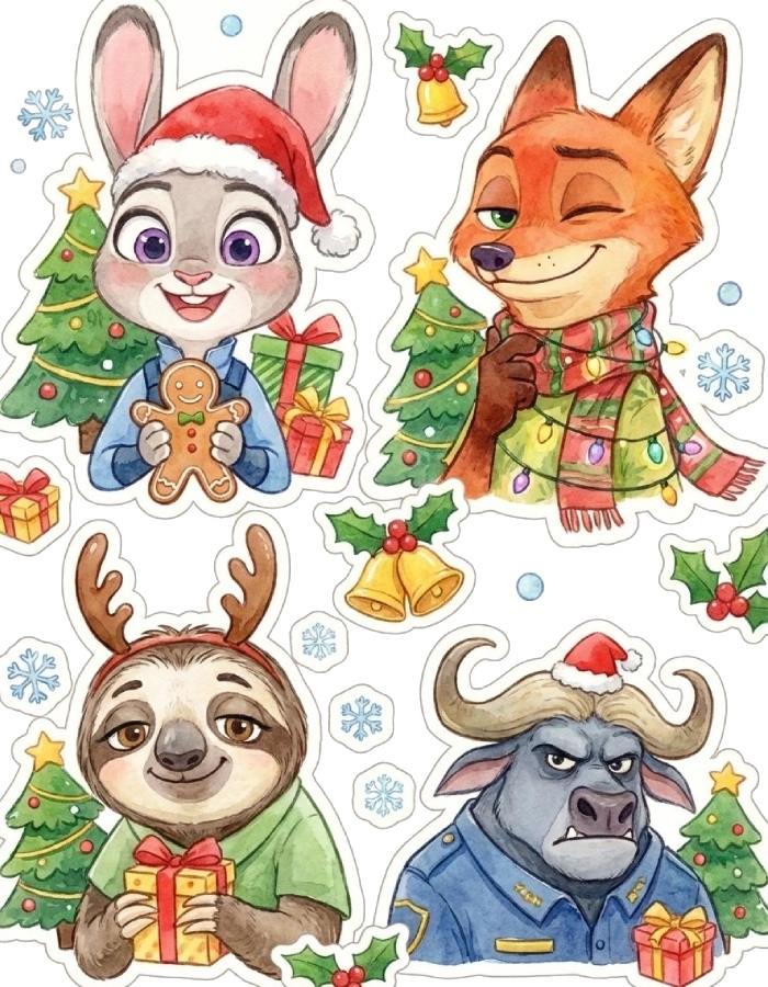 ảnh sticker noel thú mặc đồ giáng sinh