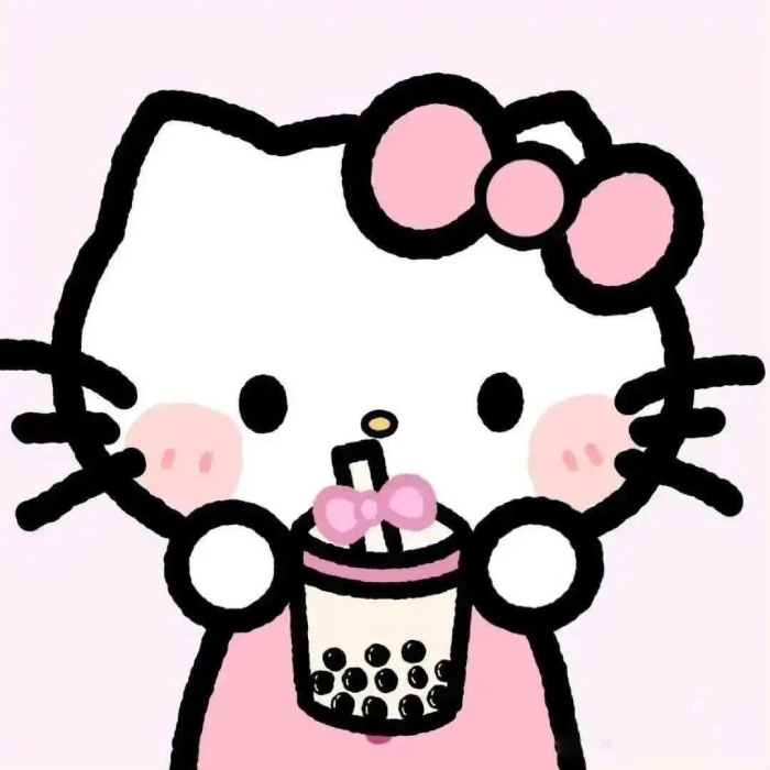 ảnh sticker trà sữa hello kitty hút trân châu