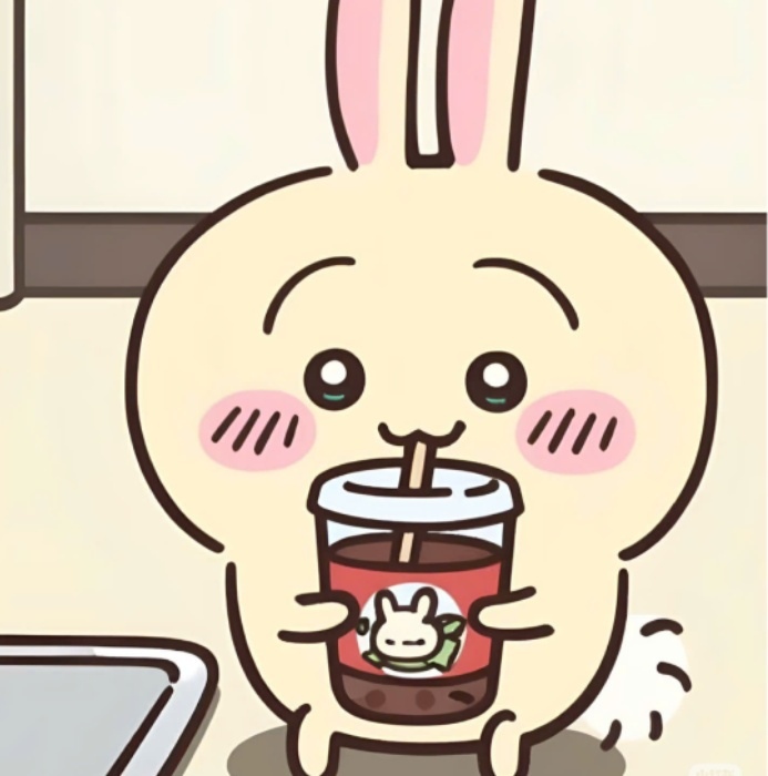 ảnh sticker trà sữa thỏ hồng má đỏ hút ly