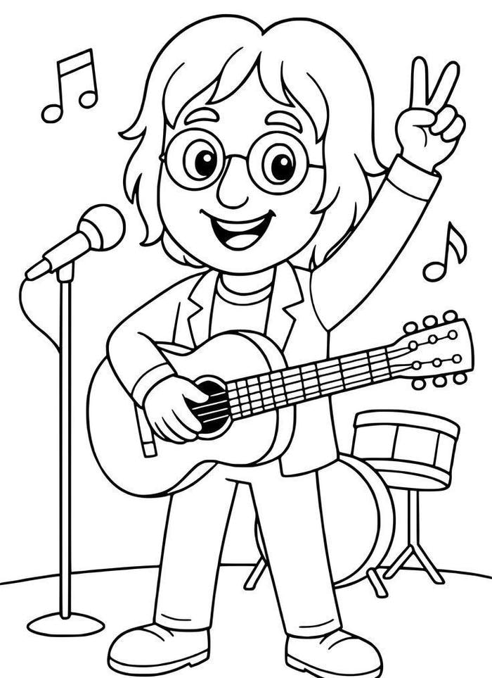 ảnh tô màu ca sĩ biểu diễn đam mê