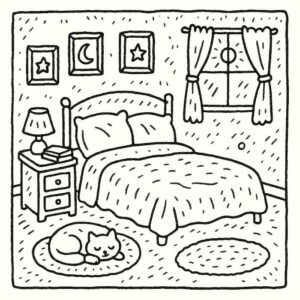 ảnh tô màu cái giường đơn