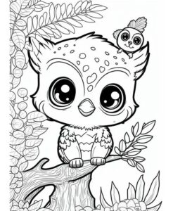 ảnh tô màu cú mèo đậu cành