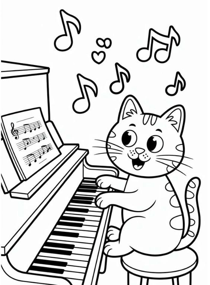 ảnh tô màu đàn piano minh họa nhạc