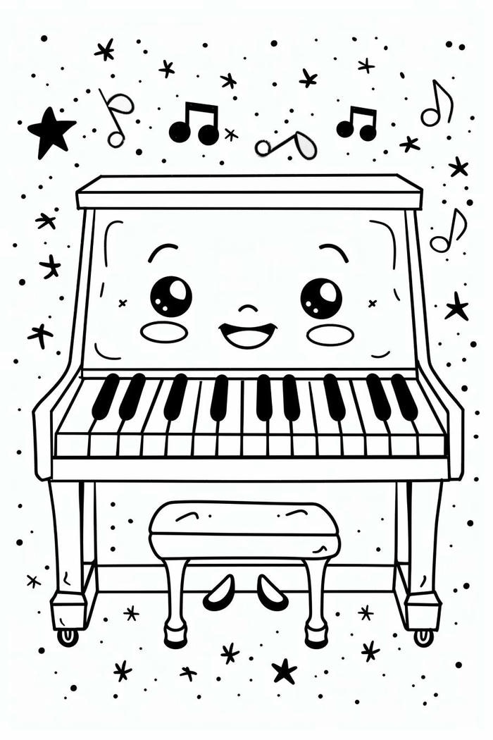 ảnh tô màu đàn piano thư giãn