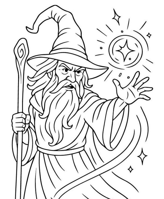 ảnh tô màu phù thủy nhân vật phép thuật