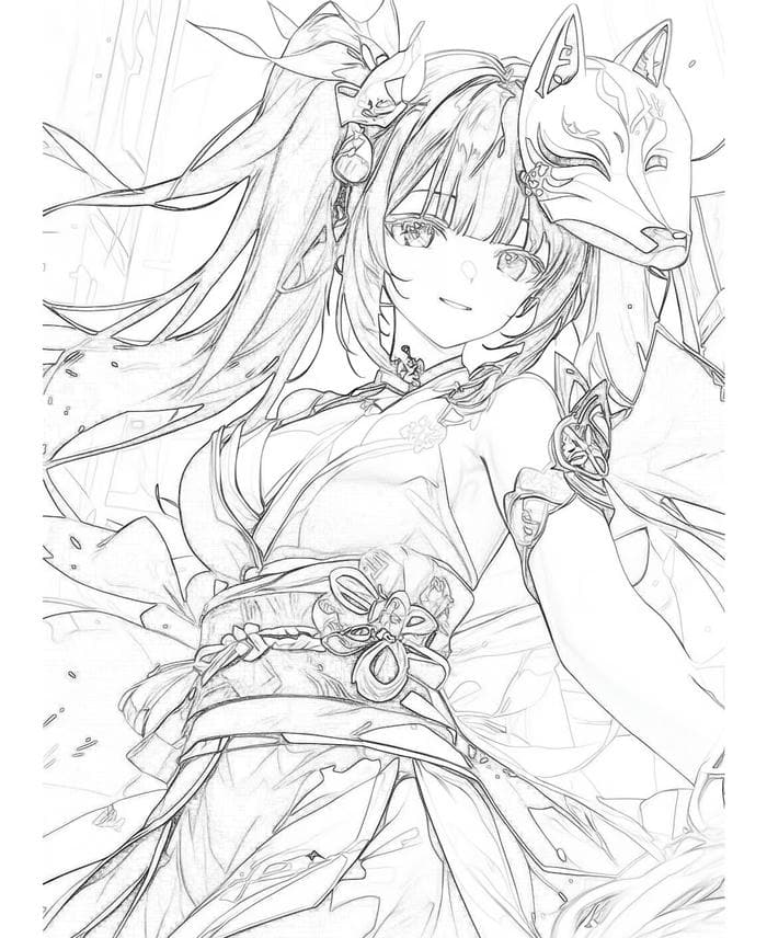 ảnh tranh tô màu anime girl ngầu cuốn hút