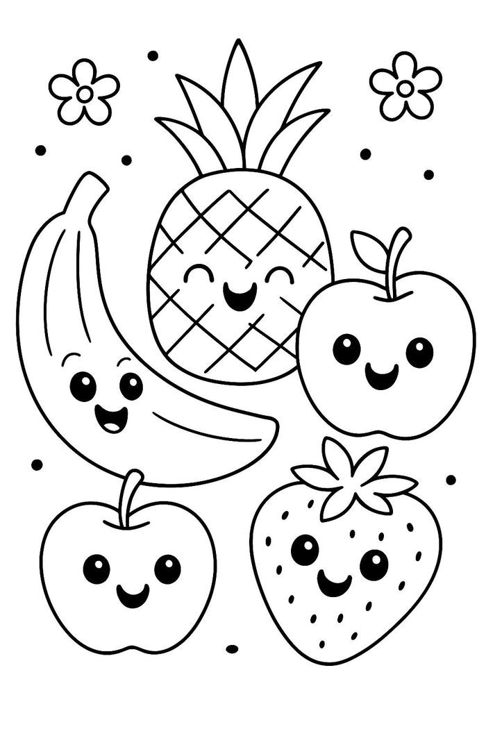 ảnh tranh tô màu cho bé 4-5 tuổi hoa quả_