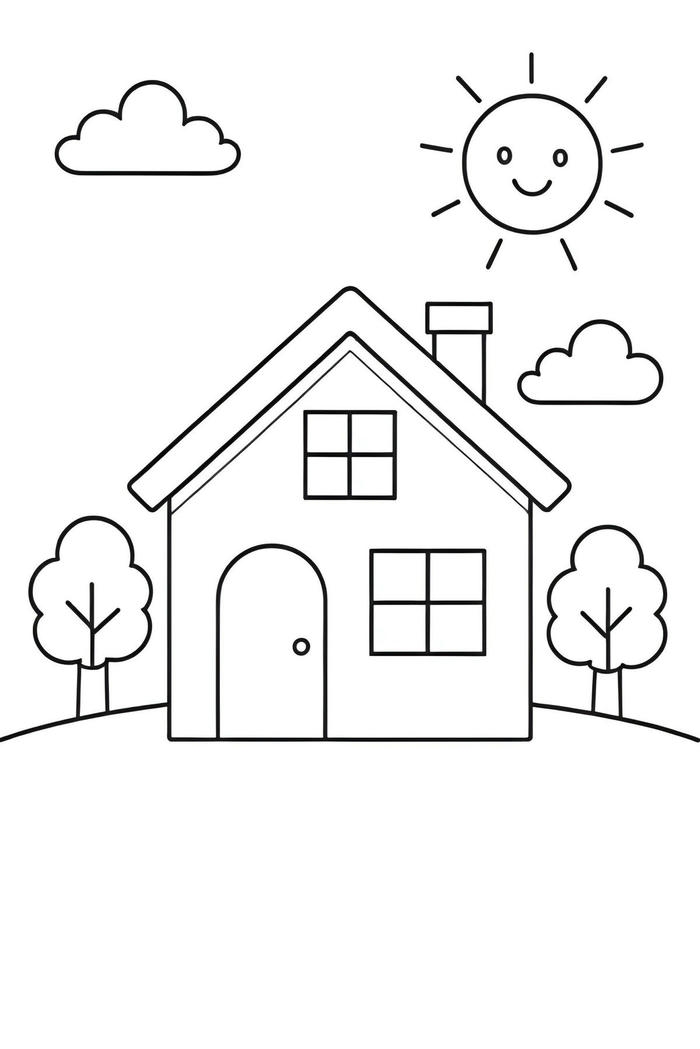 ảnh tranh tô màu cho bé 4-5 tuổi phong cảnh đơn giản