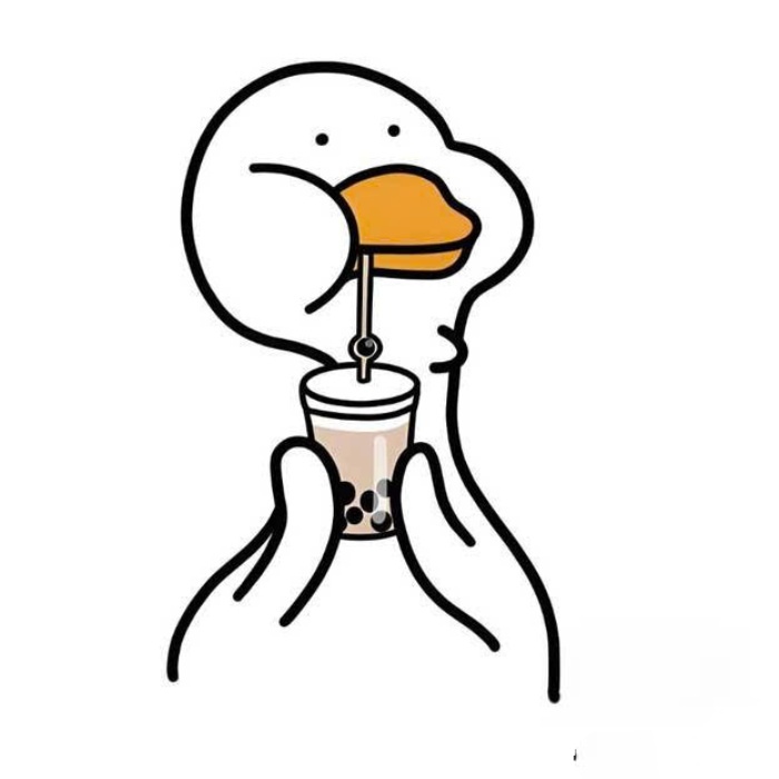 ảnh vịt tay cầm ống hút sticker trà sữa