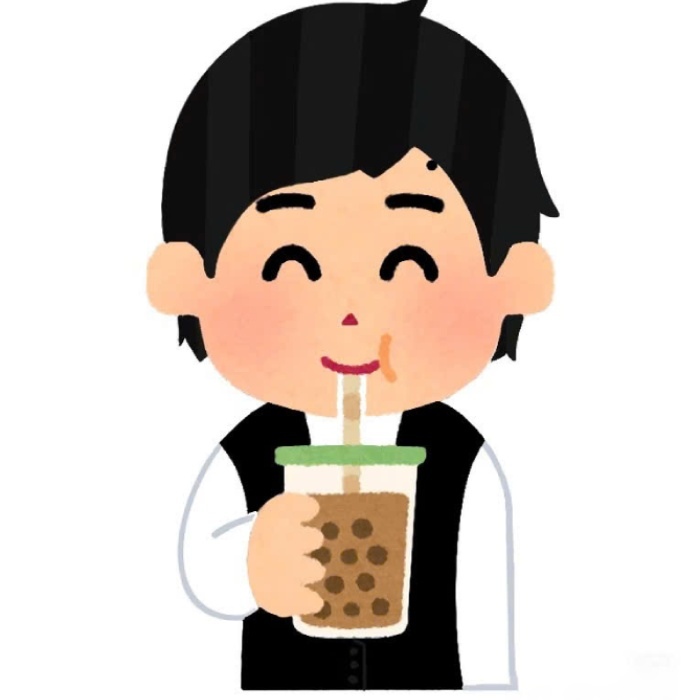 bé trai áo trắng cầm cốc sticker trà sữa gọn gàng