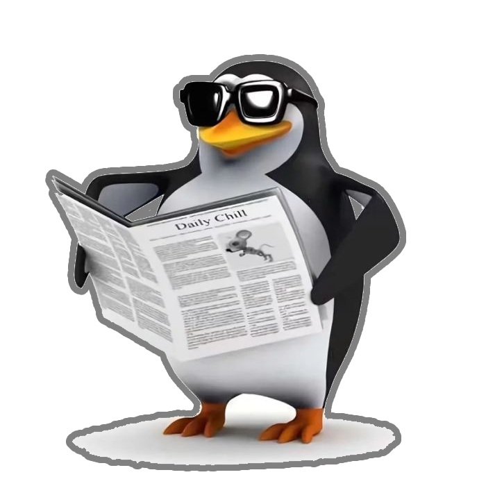 cánh cụt sticker hài đọc báo tạo dáng