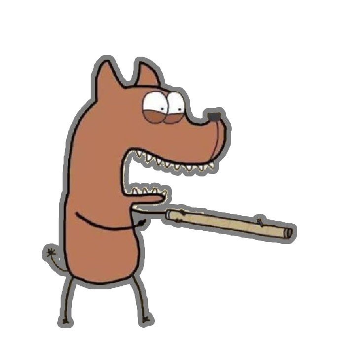 chó cầm gậy đứng thẳng sticker hài