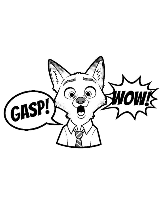 chó sói trong hình sticker cute không màu