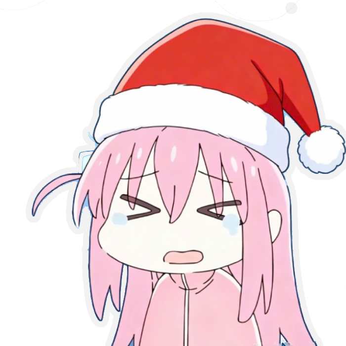 cô gái tóc hồng noel mệt mỏi sticker anime