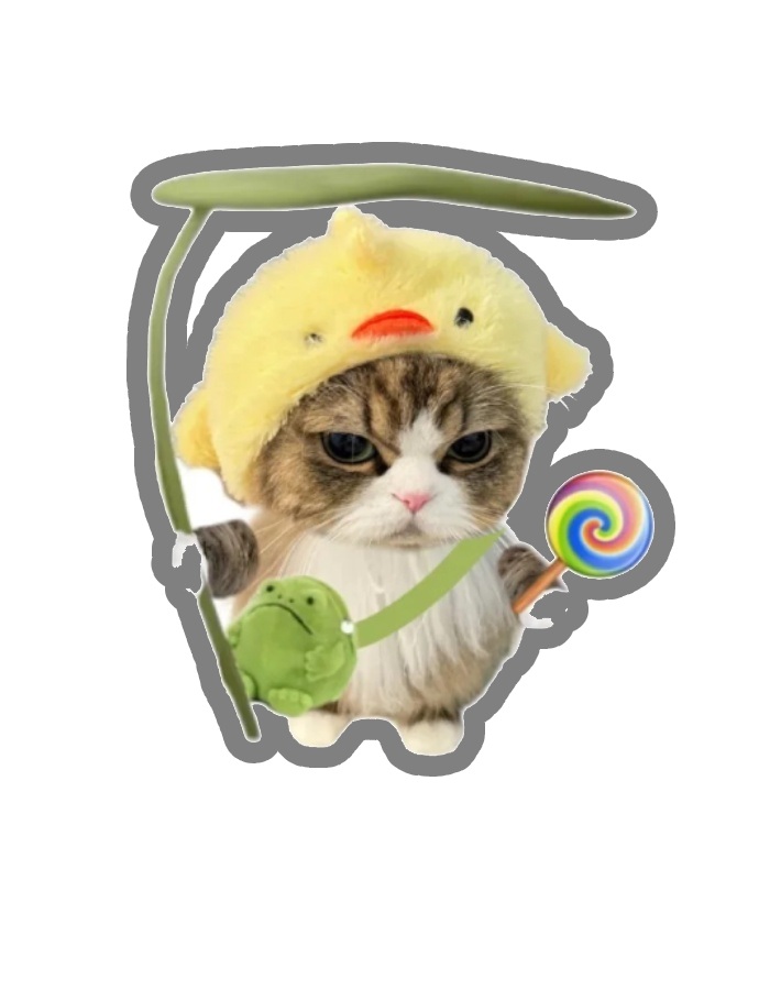 dáng đứng ăn kẹo sticker mèo