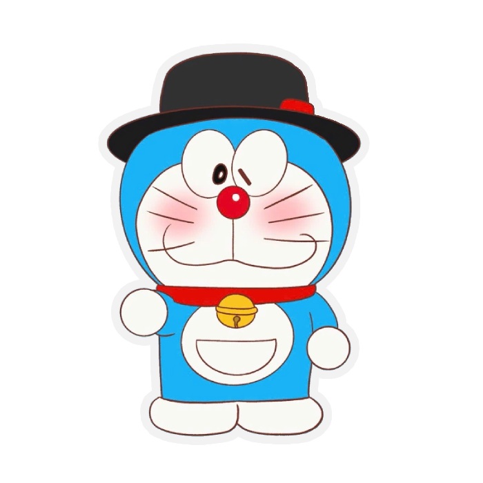 đội mũ đen đứng thẳng sticker doraemon