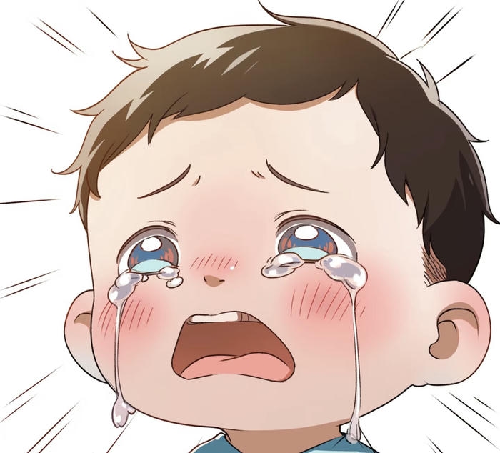 em bé chibi buồn đang khóc oe oe