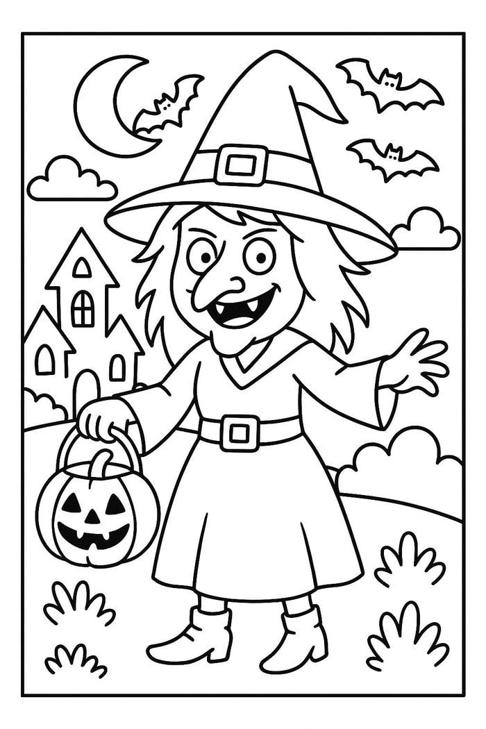 hình ảnh tô màu phù thủy truyện tranh