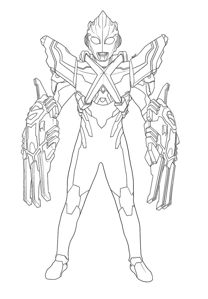hình ảnh tô màu ultraman tư thế anh hùng