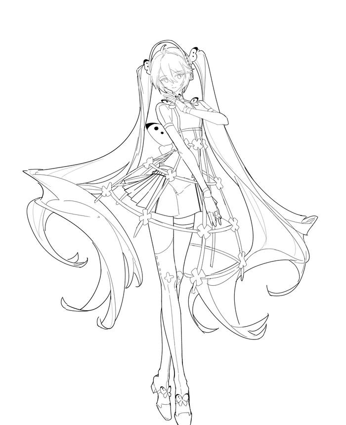 hình ảnh tranh tô màu anime girl ngầu chất chơii