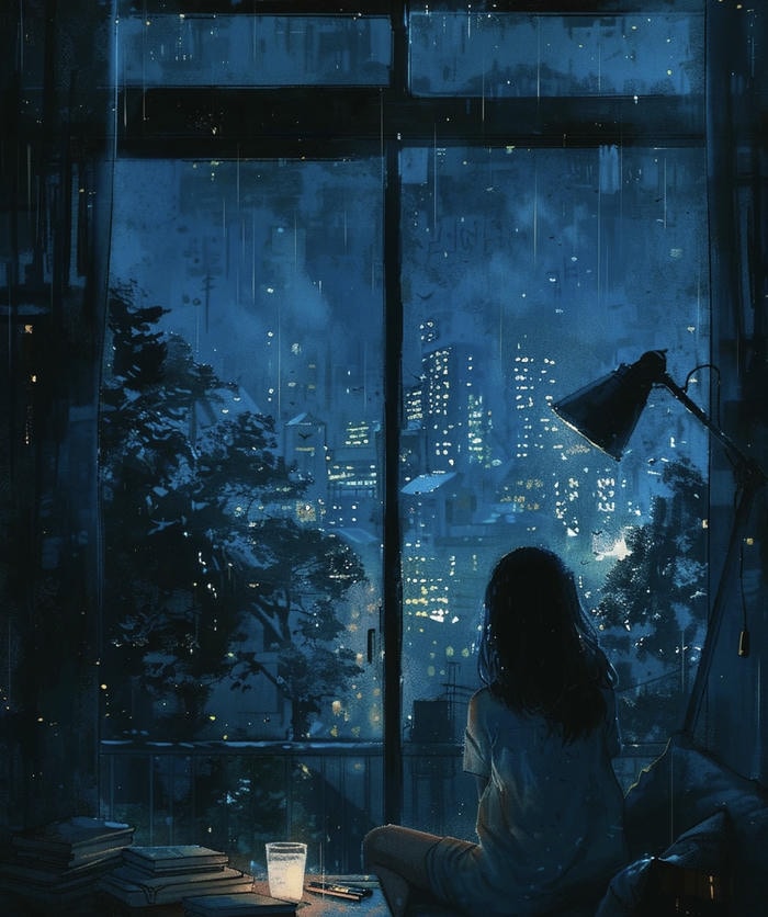hình anime thất tình giữa đêm dài