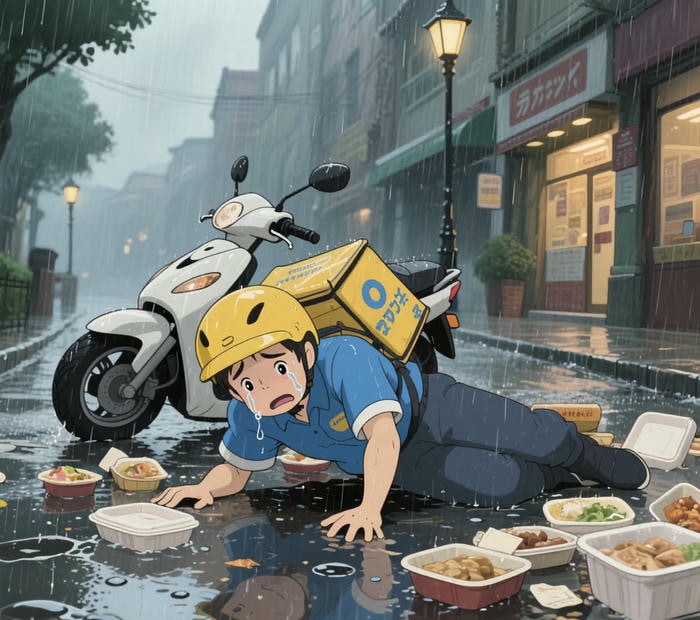 hình chibi buồn khi bị ngã xe