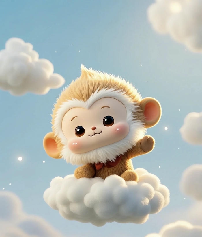 hình khỉ chibi cute nhẹ nhàng