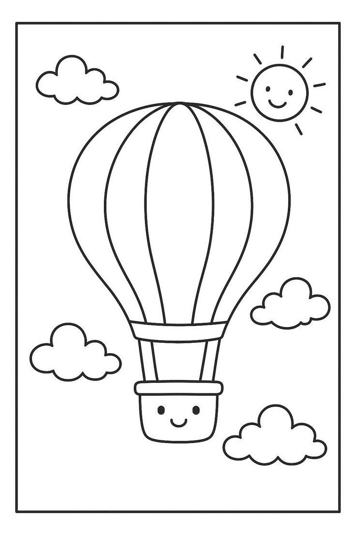 hình khinh khí cầu cho bé 4-5 tuổi tô màu