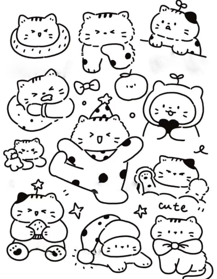 hình sticker cute không màu cho mạng xã hội