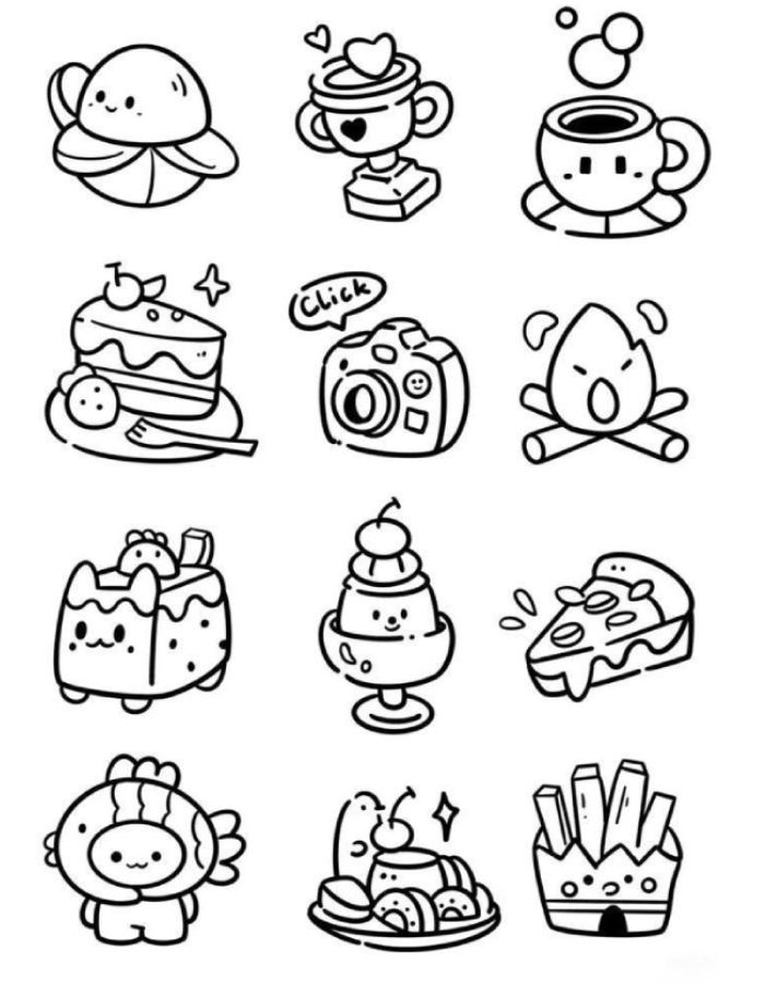 hình sticker cute không màu cho tin nhắn